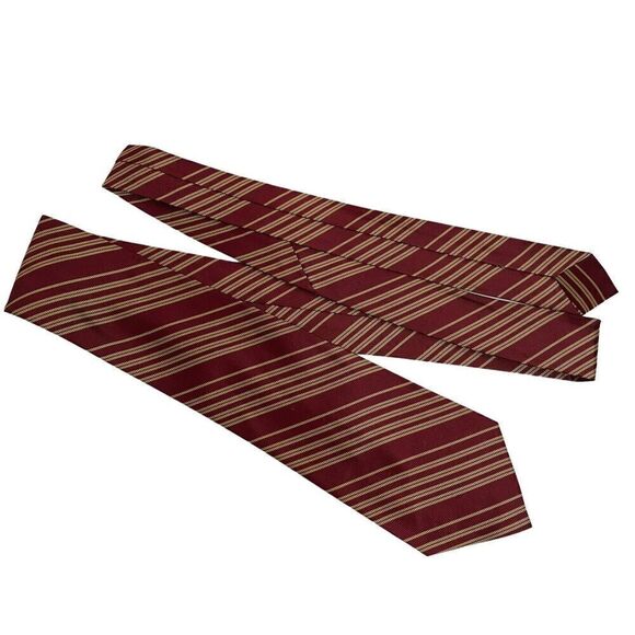 Vintage 60s 70s Necktie Mens Tie Maroon Gold Repp Stripe Office Madmen - Picture 5 of 6